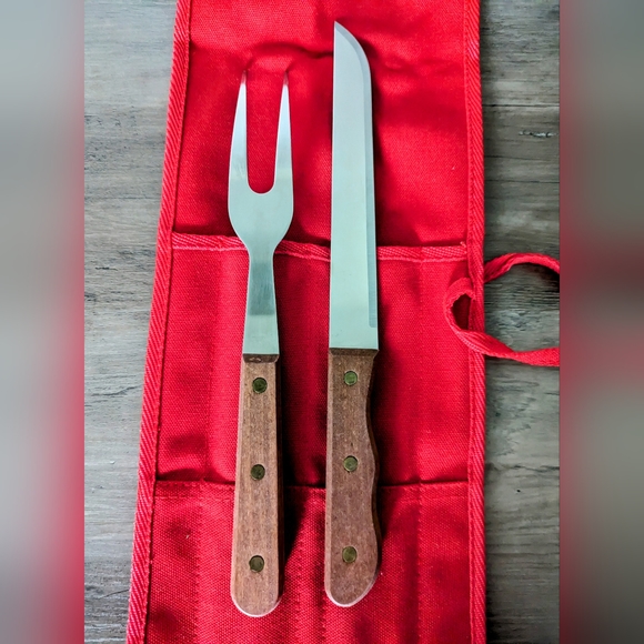 Vintage Unlimited Marlboro Promotional Grilling Utensils Knife and Fork Red Tote - Picture 5 of 7